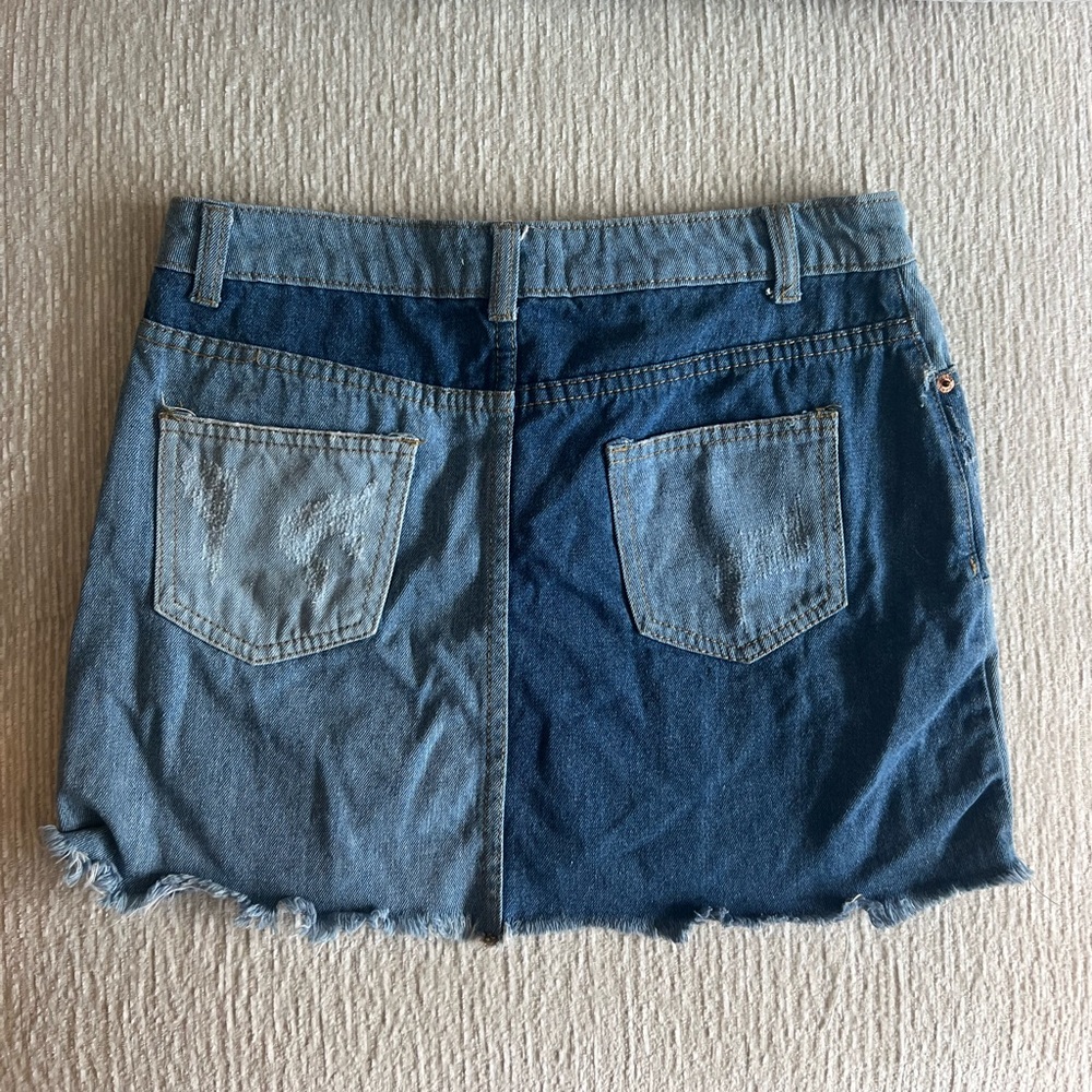 Sunset + Spring Denim Patchwork Skirt - image 3